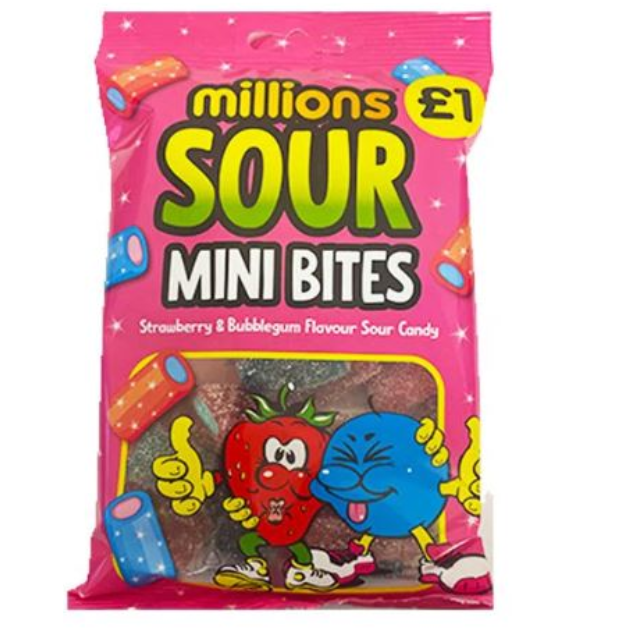 Millions sour bites strawb 
and bubblegum